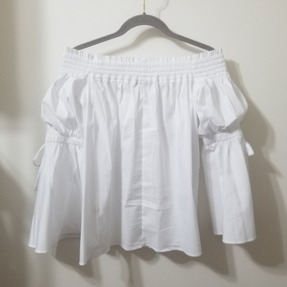 Balloon sleeve off the shoulder top